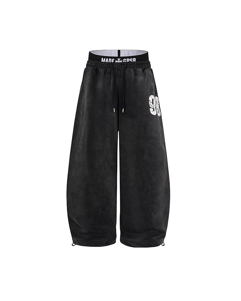 Double-waisted casual trousers