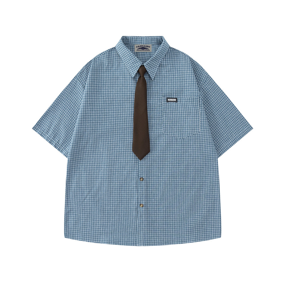 Vintage check short-sleeved shirt