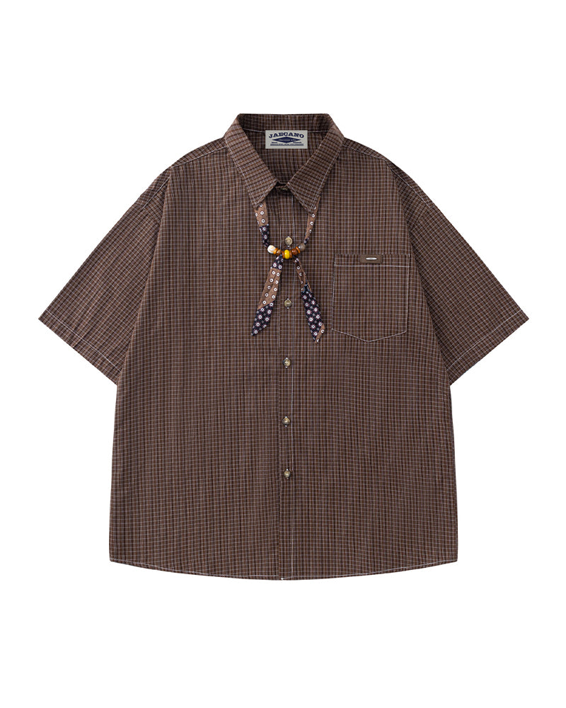 Retro striped short-sleeved shirt