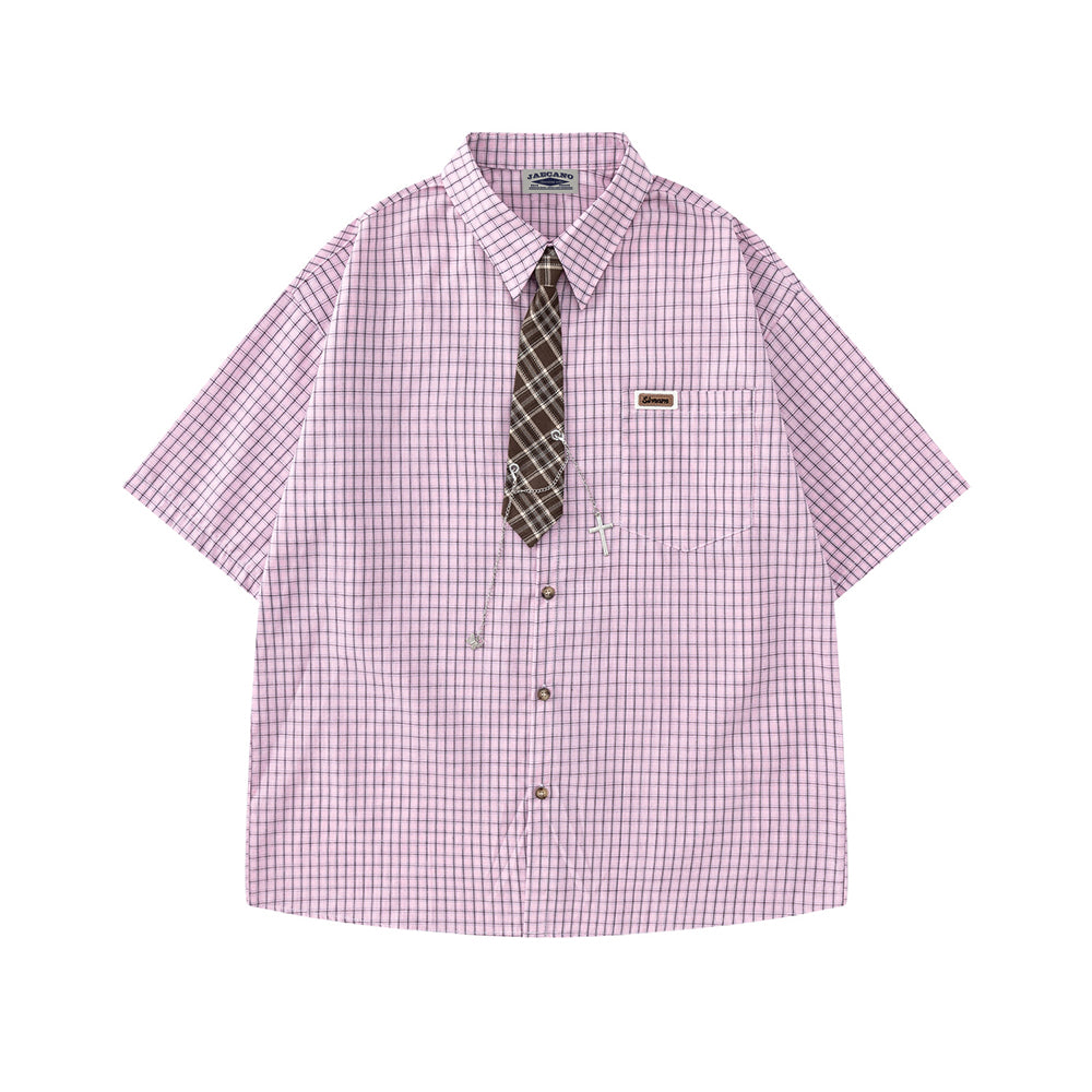 Vintage check short-sleeved shirt