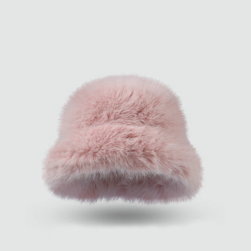 Warm solid color plush hat
