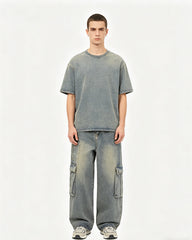 American vintage washed distressed jeans