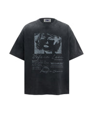 Vintage washed distressed short-sleeved shirt