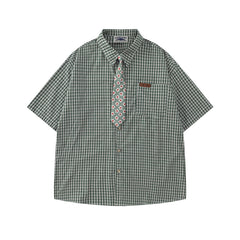 Simple plaid short-sleeved shirt