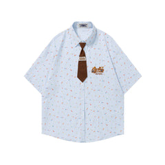 Cartoon Embroidered Short-Sleeve Shirt