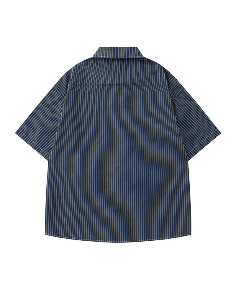 Simple striped short-sleeved shirt