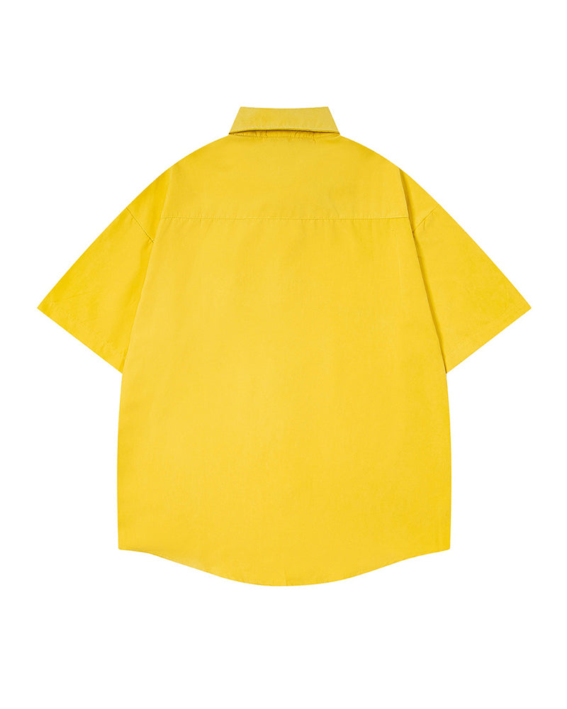 Short-sleeved shirt with small embroidered flowers