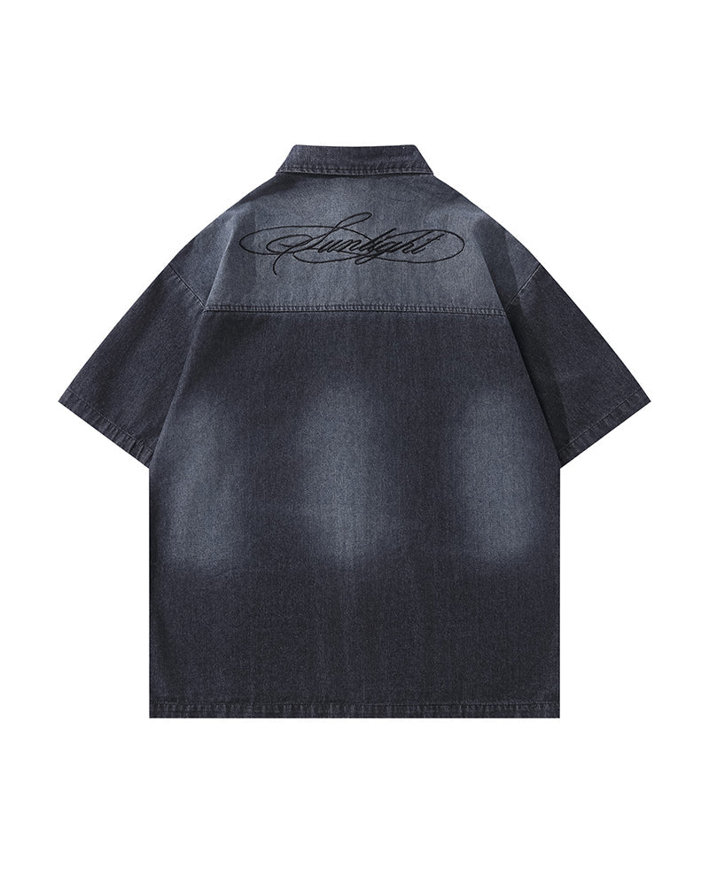 Star Embroidered Short-Sleeve Shirt