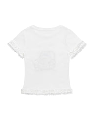 Lace-paneled short-sleeved top