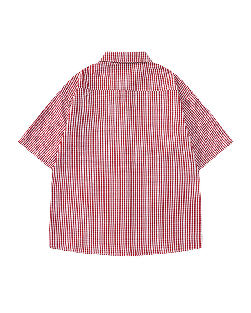 Plaid short-sleeved shirt