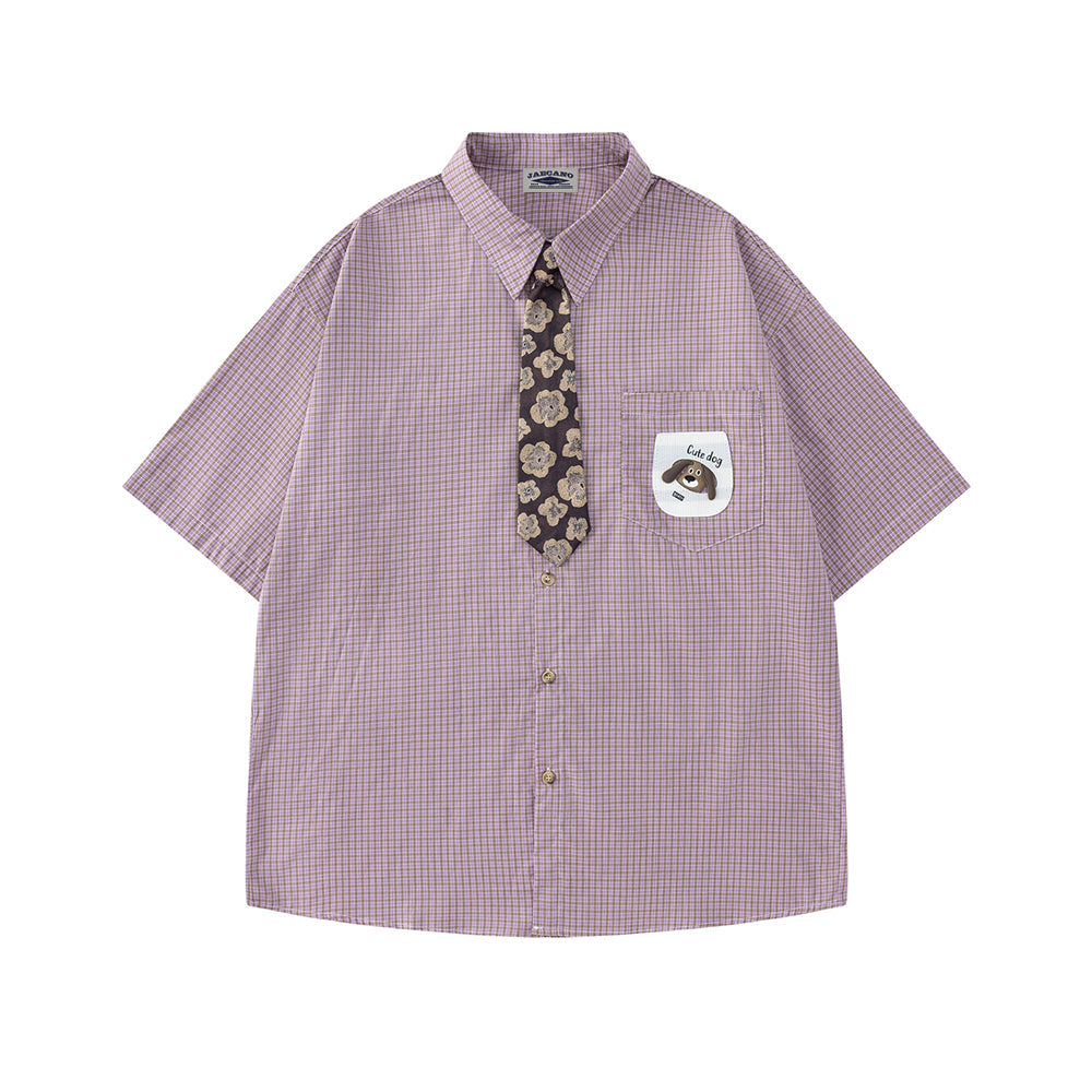 Vintage check short-sleeved shirt