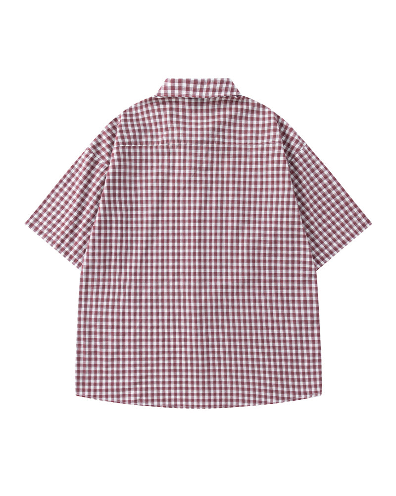 Retro plaid short-sleeved shirt