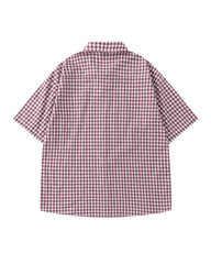 Retro plaid short-sleeved shirt