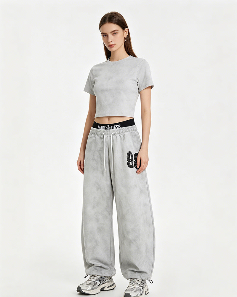 Double-waisted casual trousers