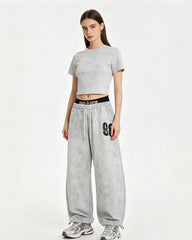 Double-waisted casual trousers