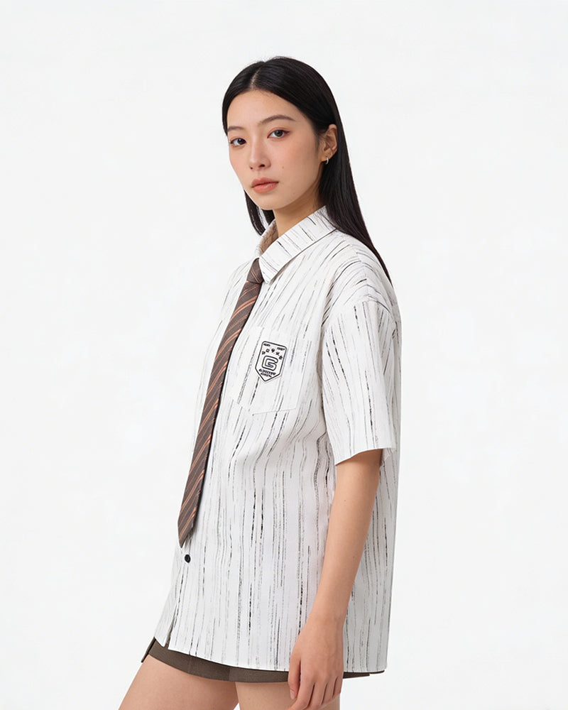 Vintage Striped Short Sleeve Shirt