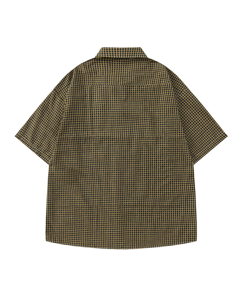 Retro plaid short-sleeved shirt
