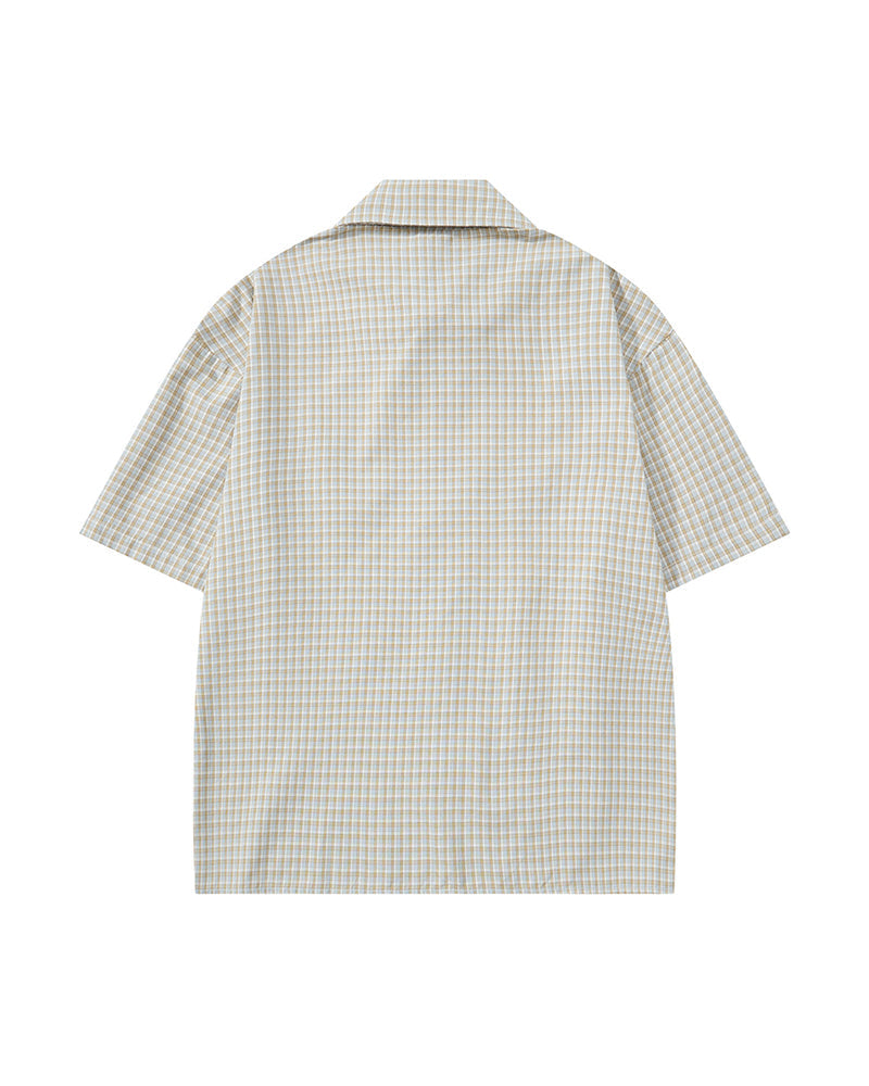 Retro plaid short-sleeved shirt