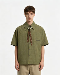 Retro plaid short-sleeved shirt