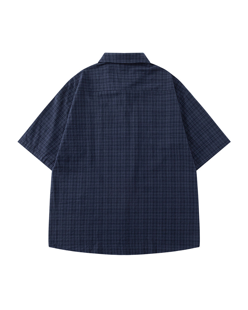 Retro plaid short-sleeved shirt