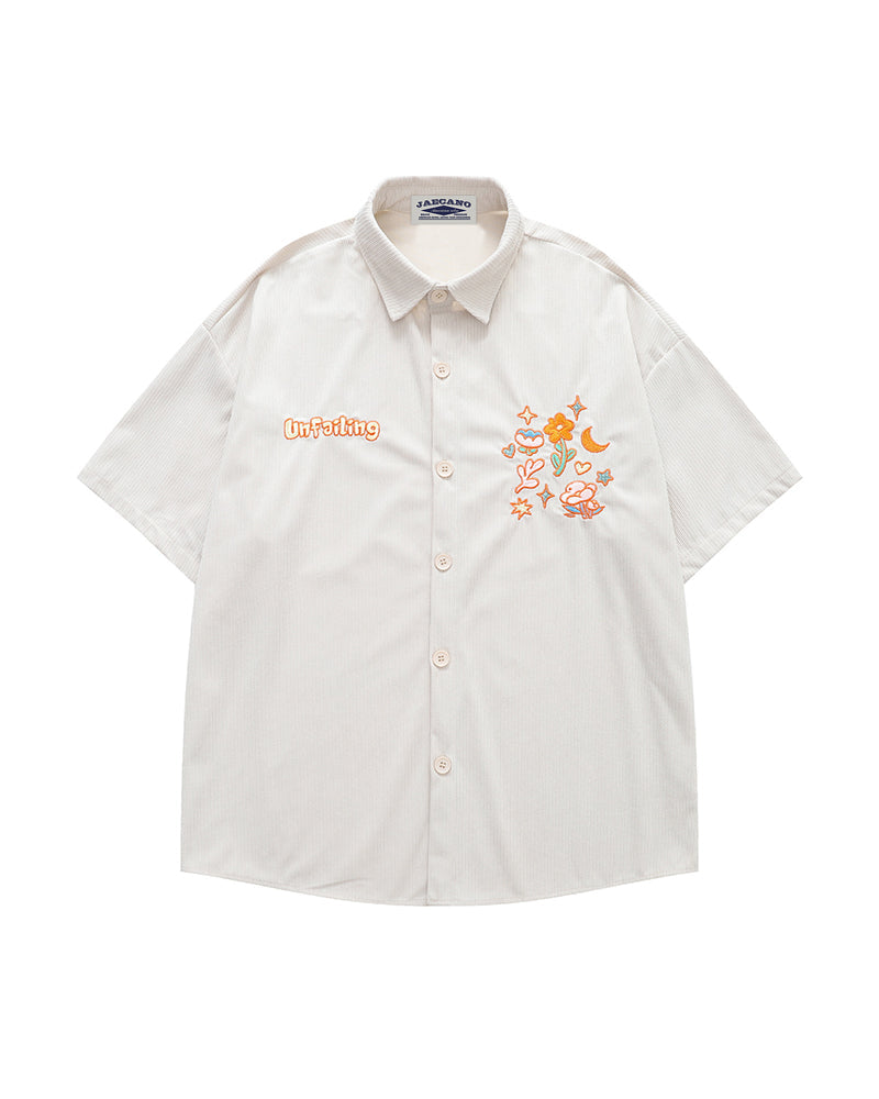 Retro floral short-sleeved shirt