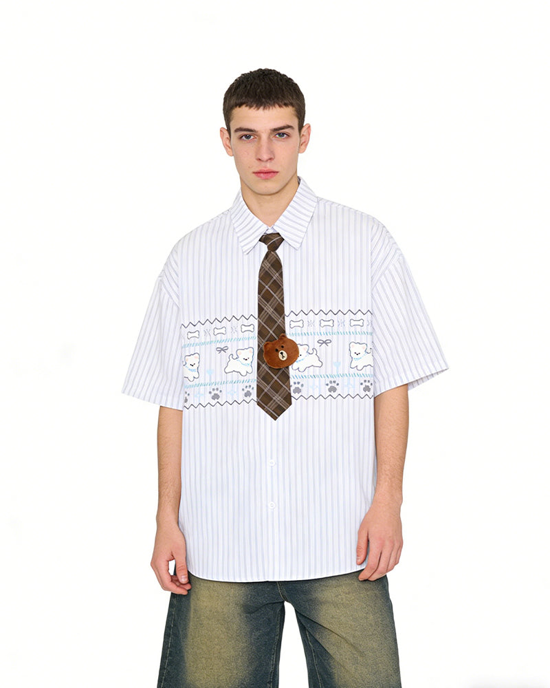 Cartoon puppy short-sleeved shirt