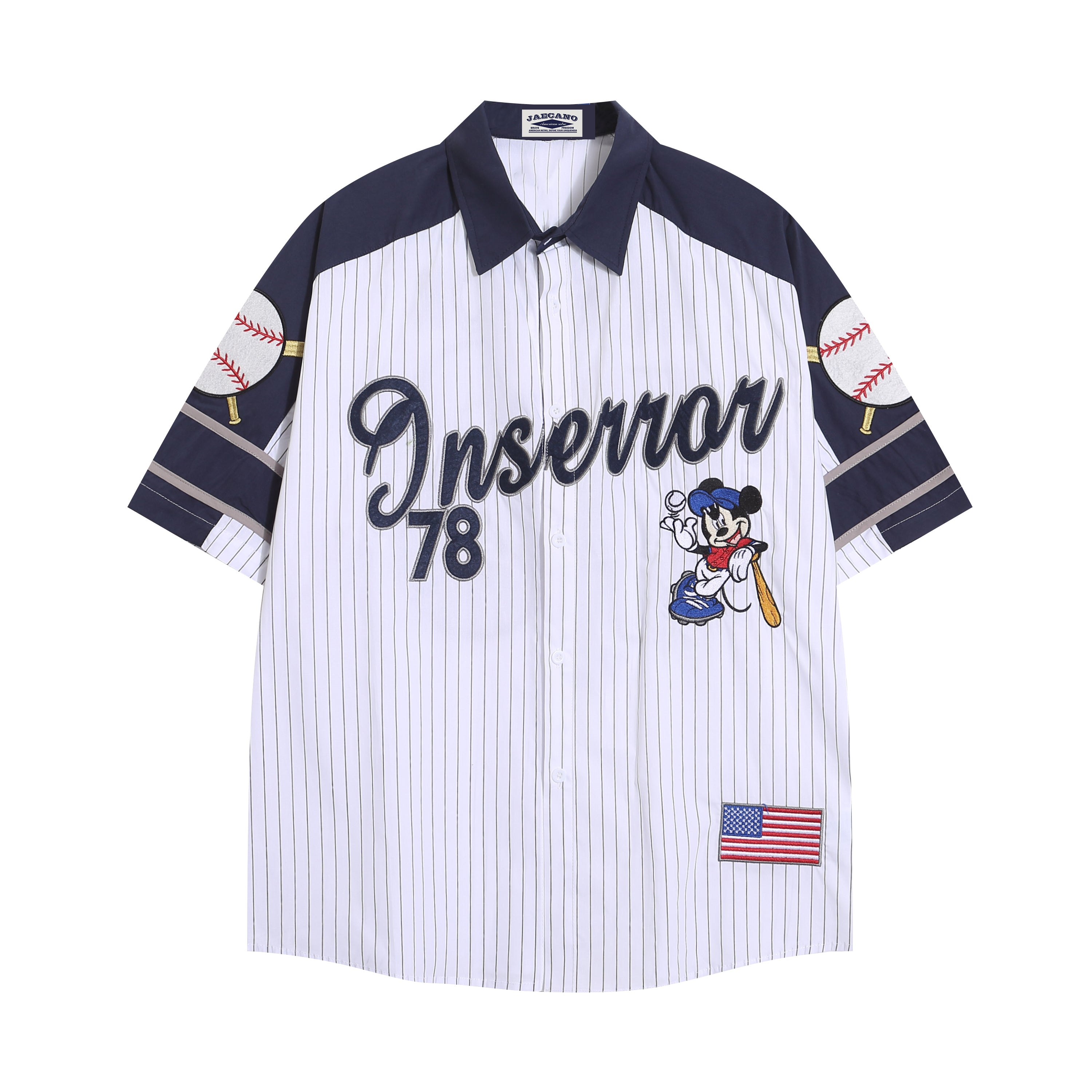 American retro vertical striped baseball shirt