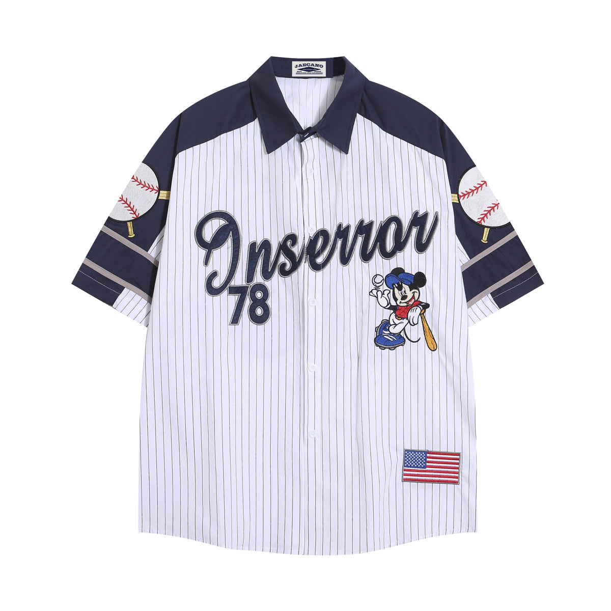 American retro vertical striped baseball shirt