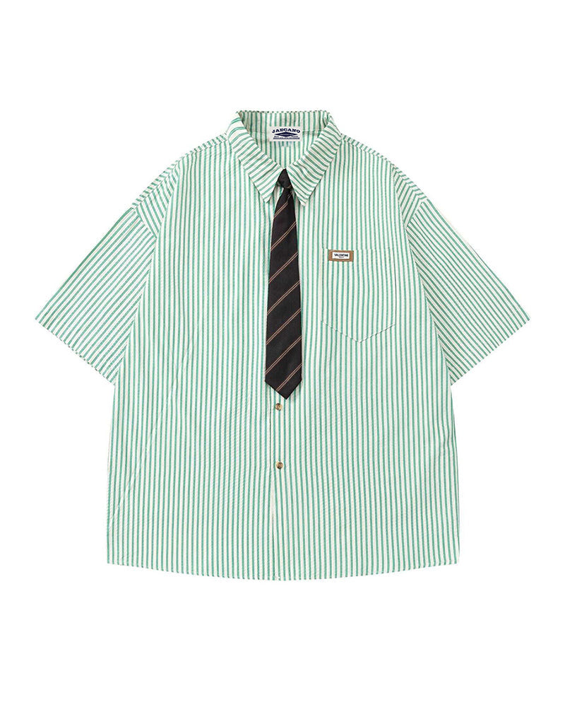 Striped shirt with vintage tie