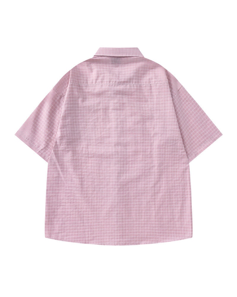 Retro plaid short-sleeved shirt