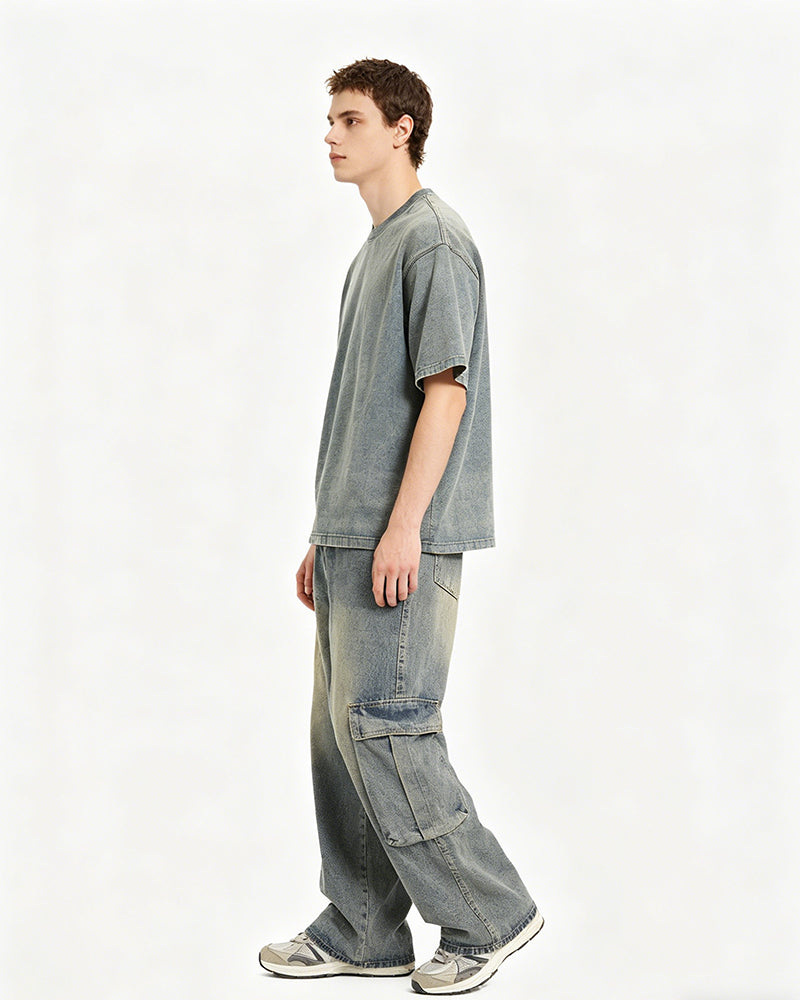 American vintage washed distressed jeans