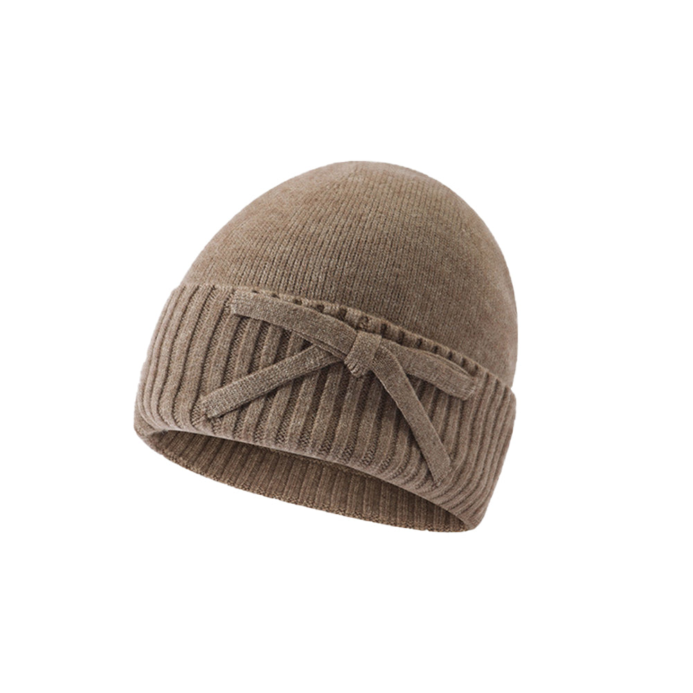 Double thickened solid color bow hat