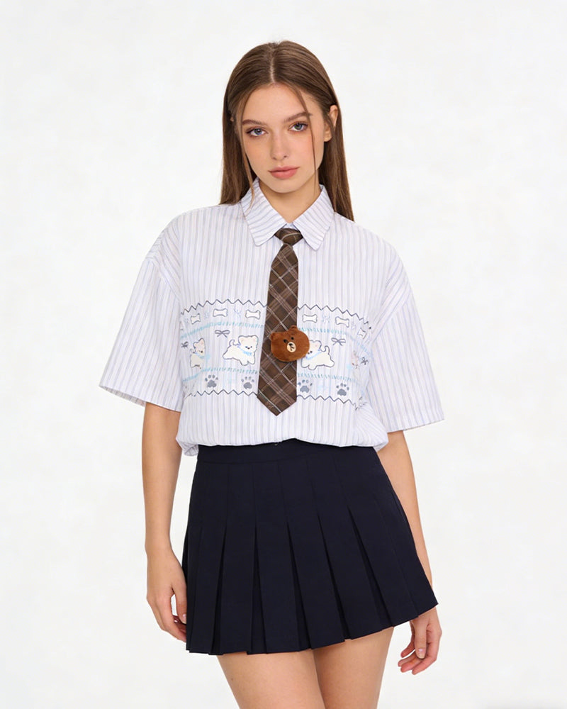 Cartoon puppy short-sleeved shirt