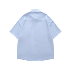 Embroidered plaid short-sleeved shirt