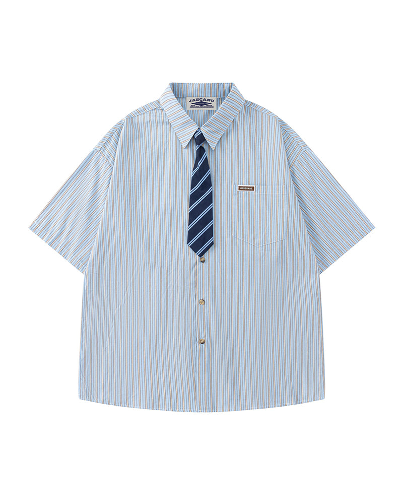 Simple striped short-sleeved shirt