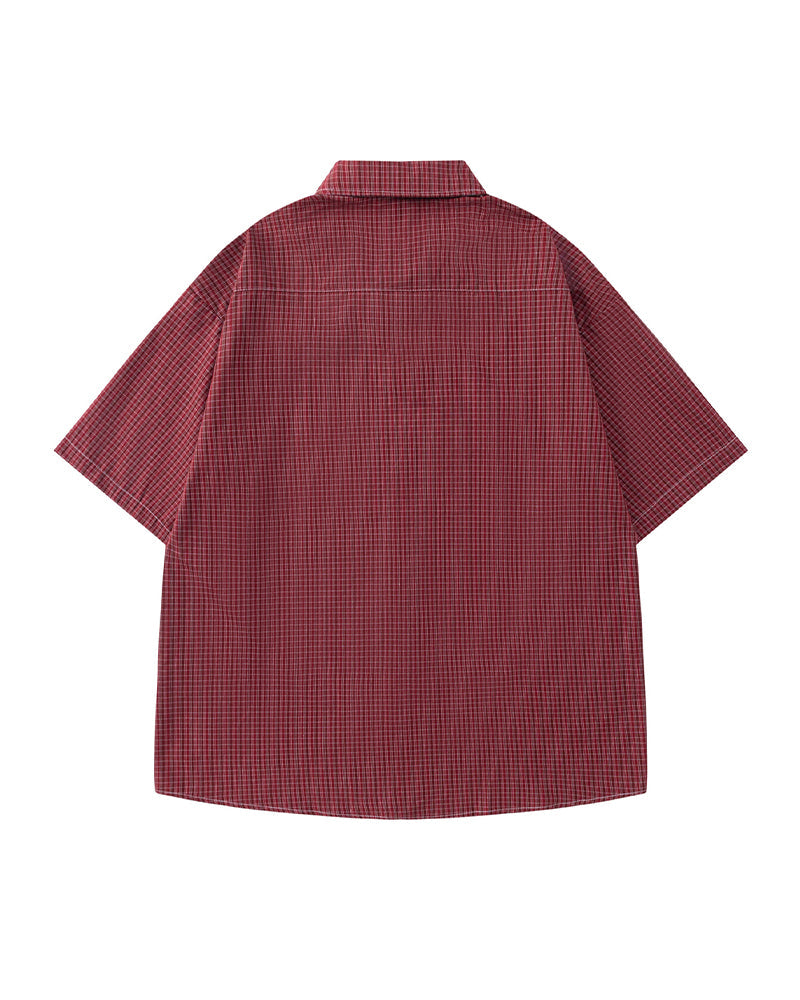 Retro striped short-sleeved shirt