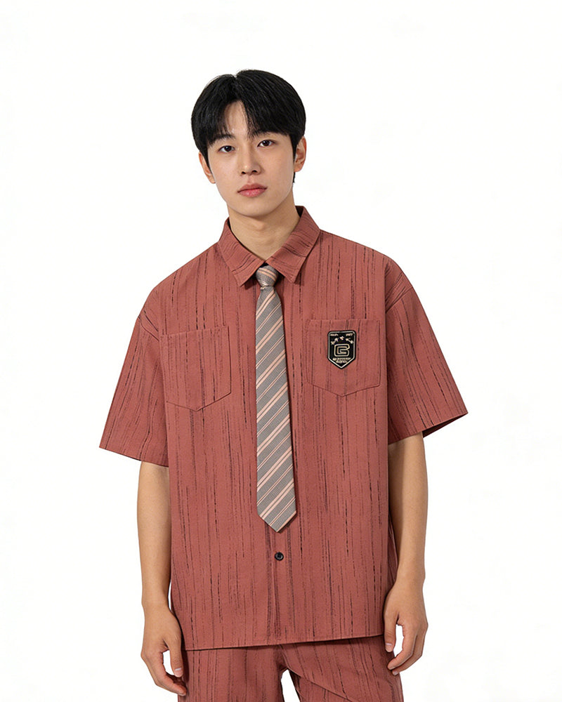 Vintage Striped Short Sleeve Shirt