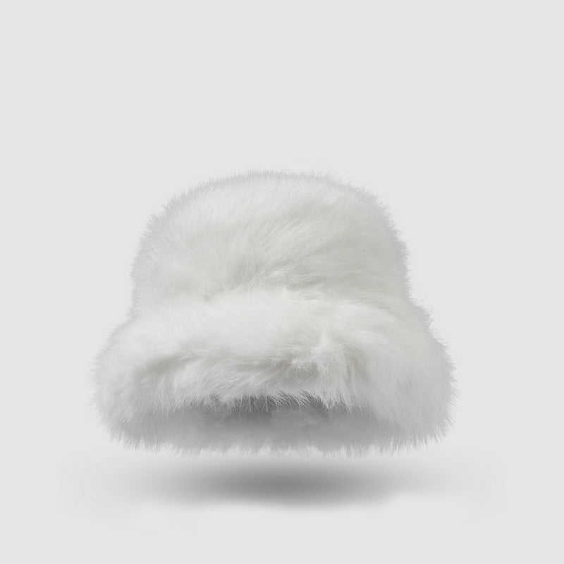 Warm solid color plush hat