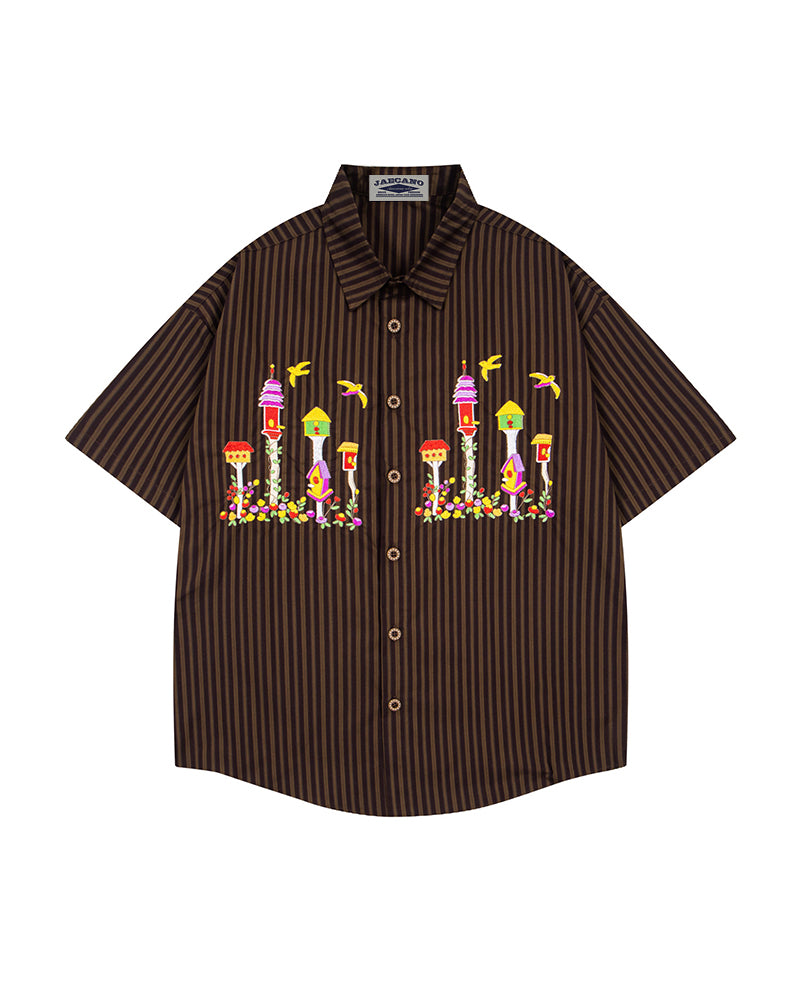 Colorful floral short-sleeved shirt