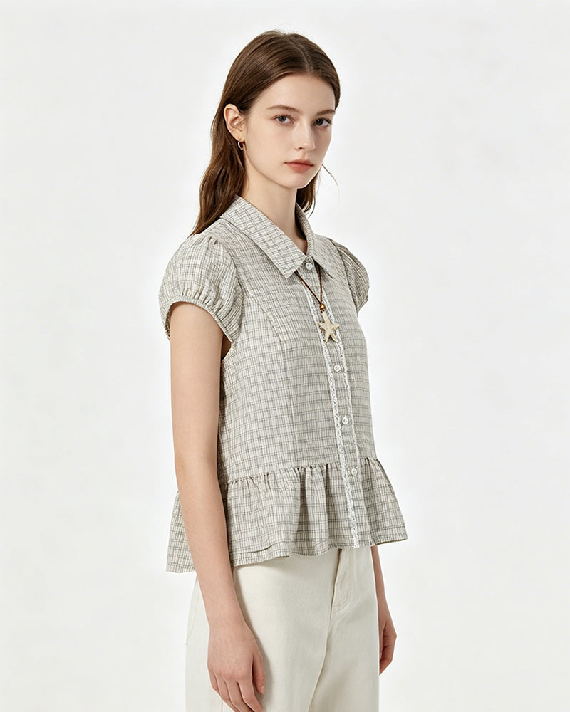 Plaid short-sleeved shirt (women's)