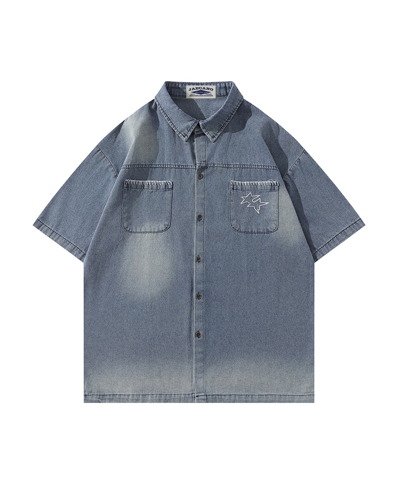 Star Embroidered Short-Sleeve Shirt