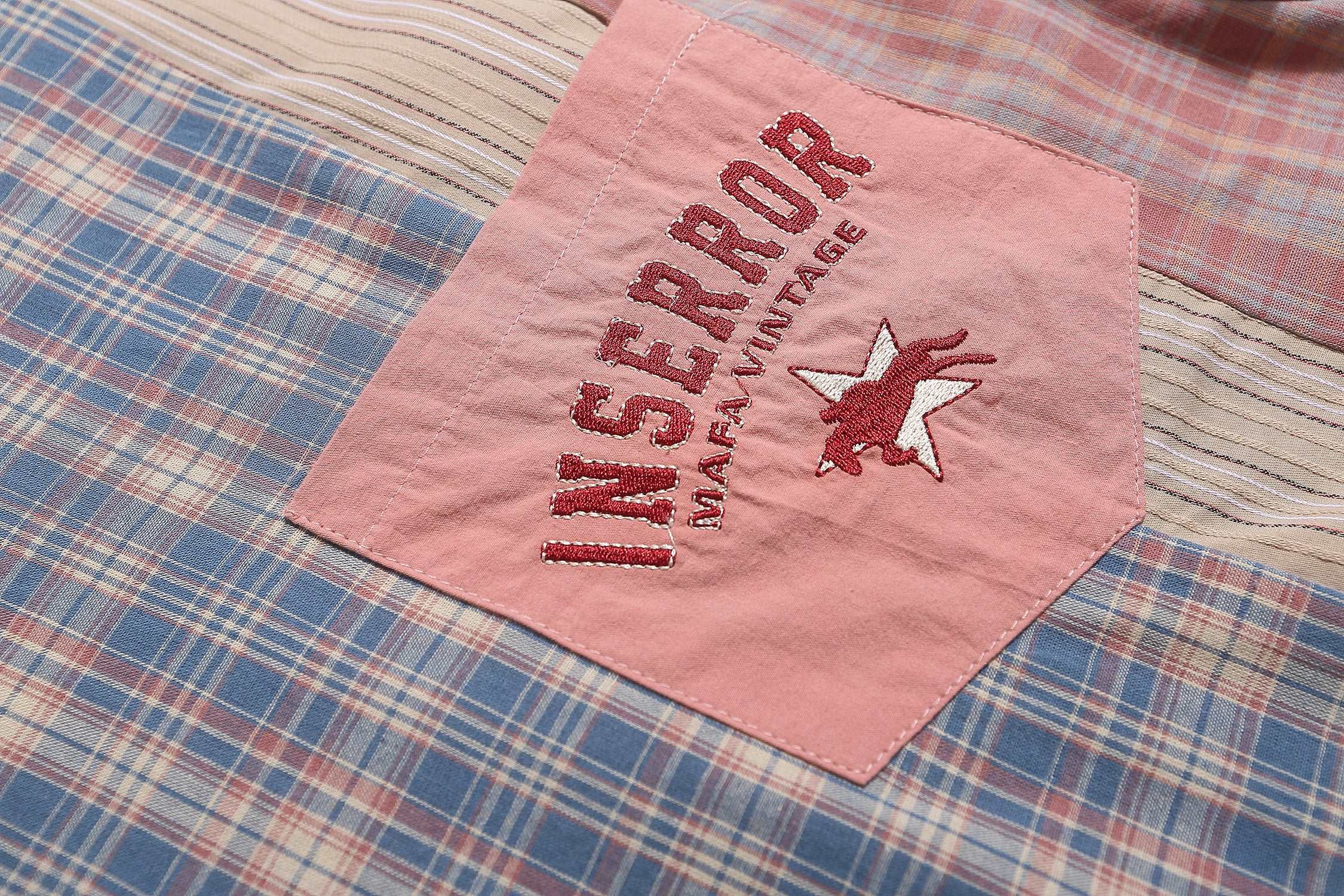 American retro color block plaid shirt