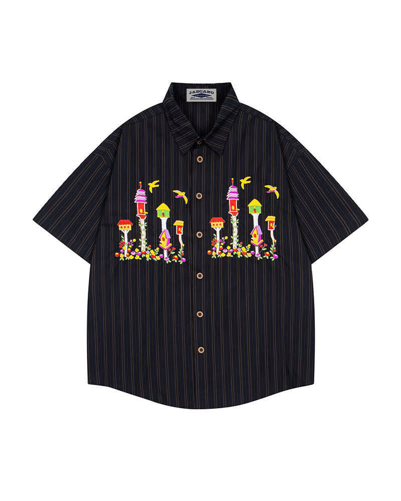 Colorful floral short-sleeved shirt