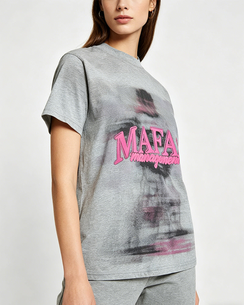 Retro-style loose-fitting short-sleeved top (women's)