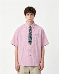 Retro plaid short-sleeved shirt