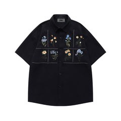 Floral embroidered short-sleeved shirt