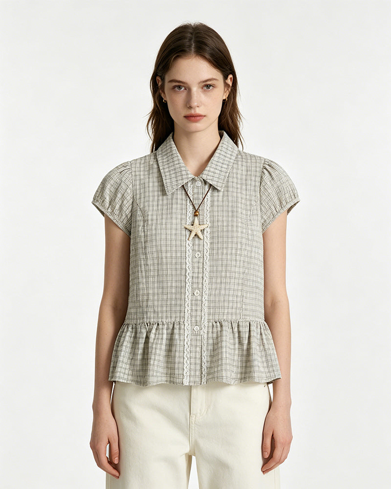 Plaid short-sleeved shirt (women's)