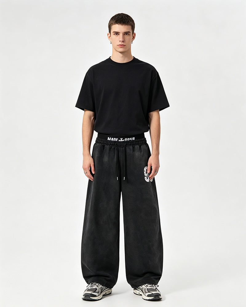 Double-waisted casual trousers