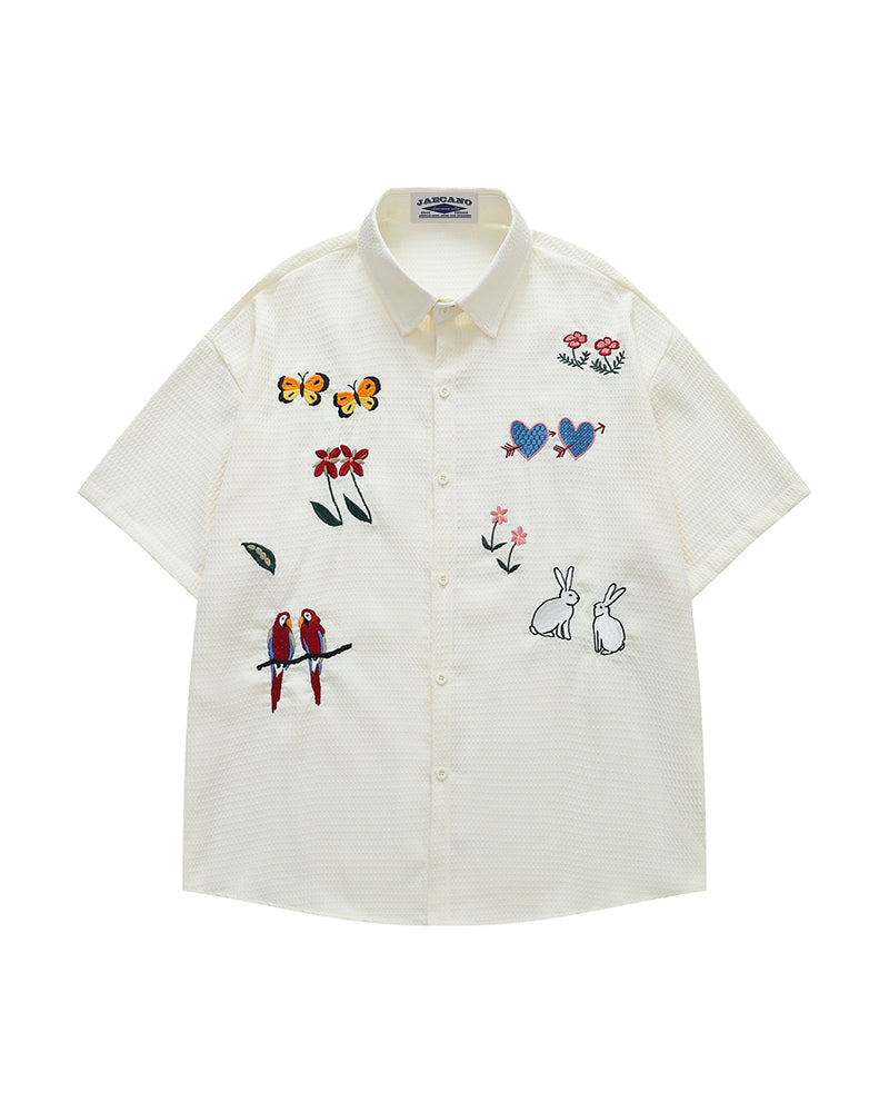 Colorful floral short-sleeved shirt