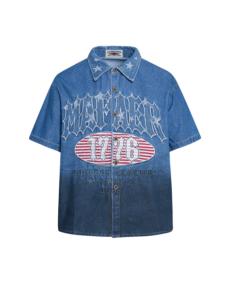 Star Embroidered Short-Sleeve Shirt